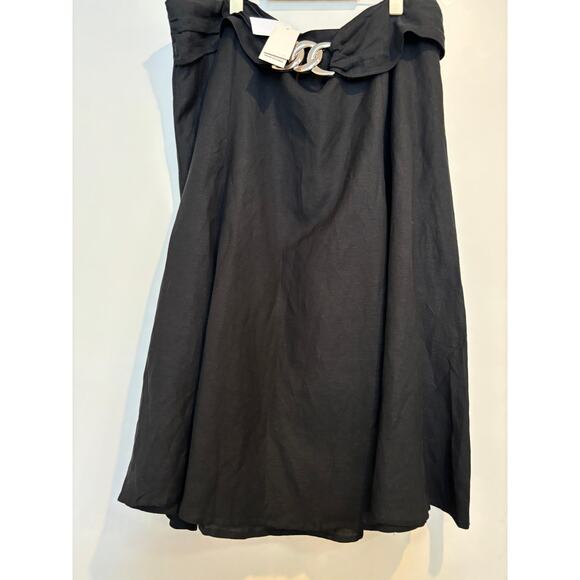 Appraisal Plus Brand Midi Skirt Plus Size 24 Linen Blend Black New - Picture 1 of 5